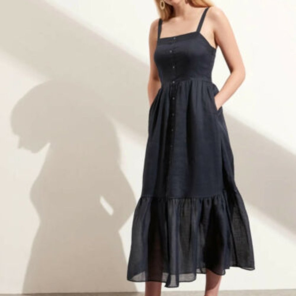 Banana Republic Ramie Button-Front Maxi Dress--Large TALL